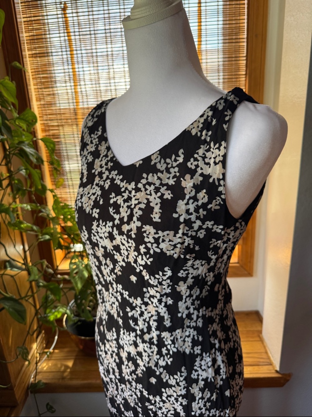 VTG 90’s SZ6 Petite Sophisticate Silk Maxi Dress Floral Made in Italy cottage - Picture 3 of 9
